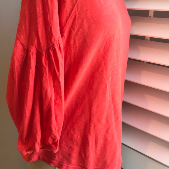 Anthropologie orange/red knit tee S - Picture 2 of 5